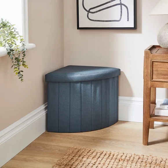Faux Linen Corner Ottoman 1