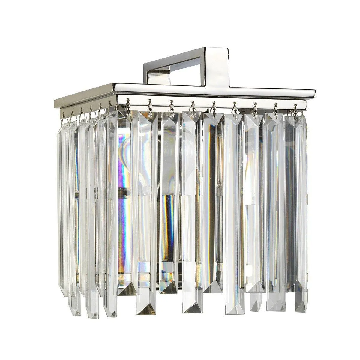 Netlighting Aries 1 Light Polished Nickel Crystal Wall Light in Clear 2