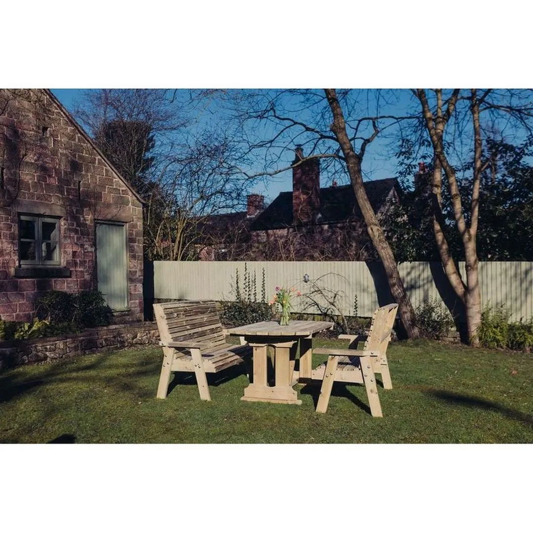 Churnet Valley Garden Furniture Ltd Ergo Dining Table Bench Set - Sits 4 - Min. Assembly Required in Brown 2