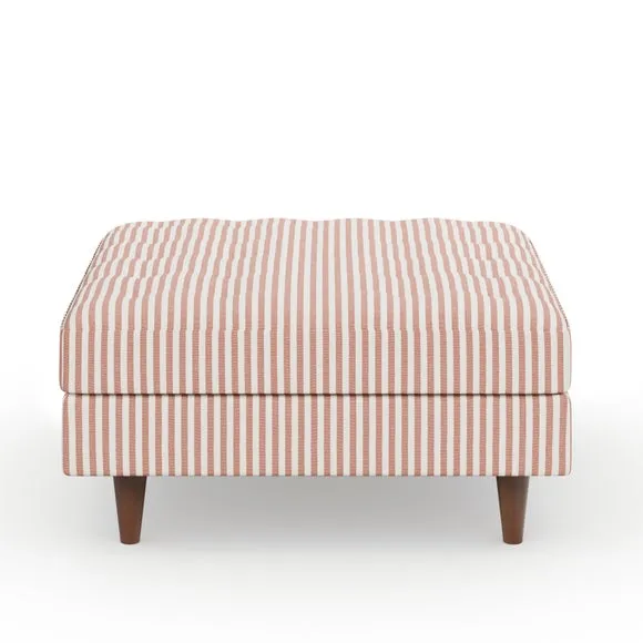 Zoe Pinstripe Fabric Square Storage Footstool 5