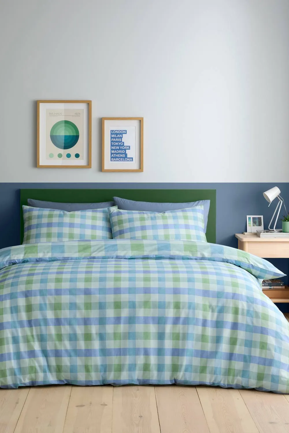 Fusion 'Block Check' Easy Care Duvet Cover Set in Light Blue 4