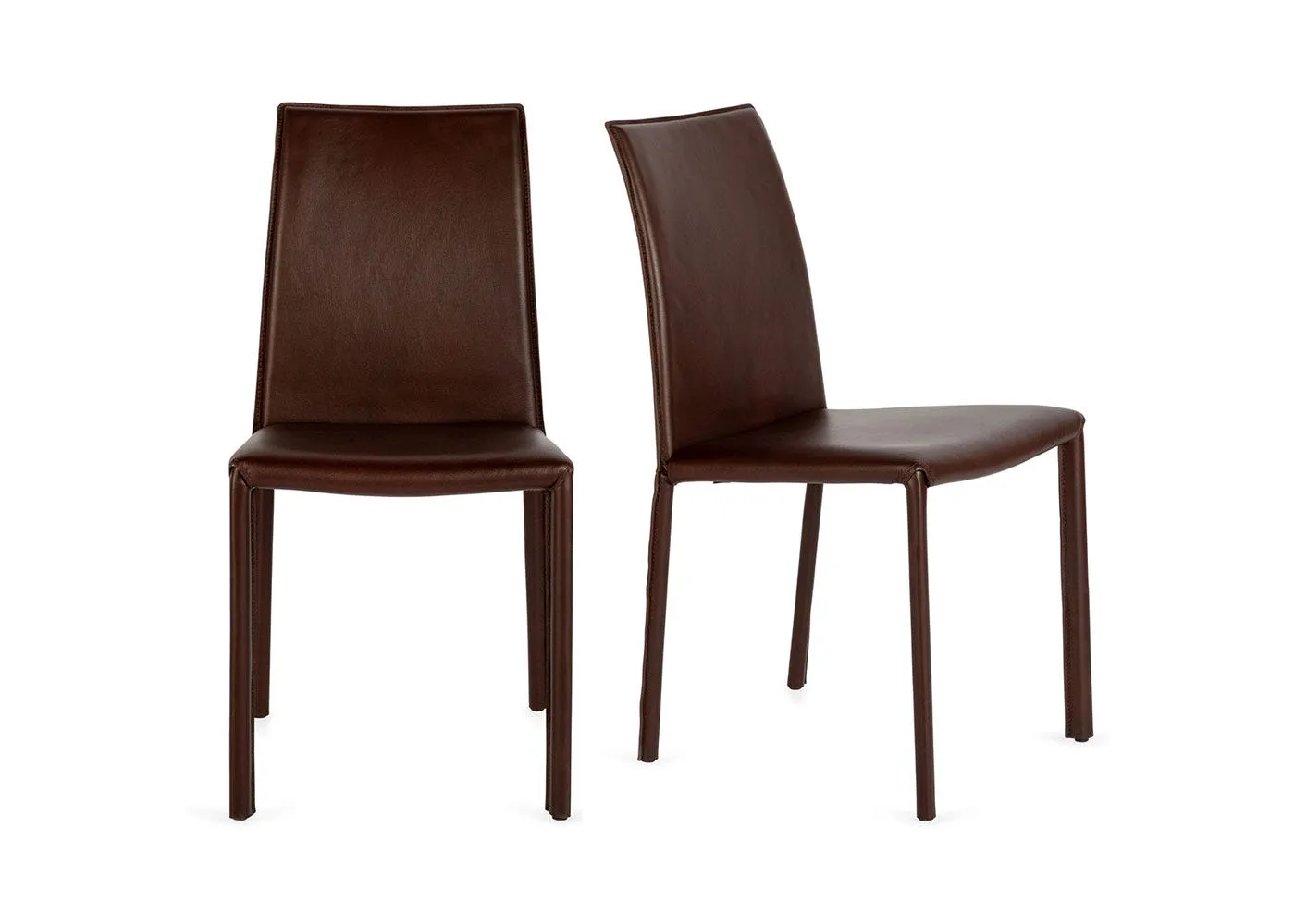 Heal's Byron II Pair of Dining Chairs Brown Leather 1