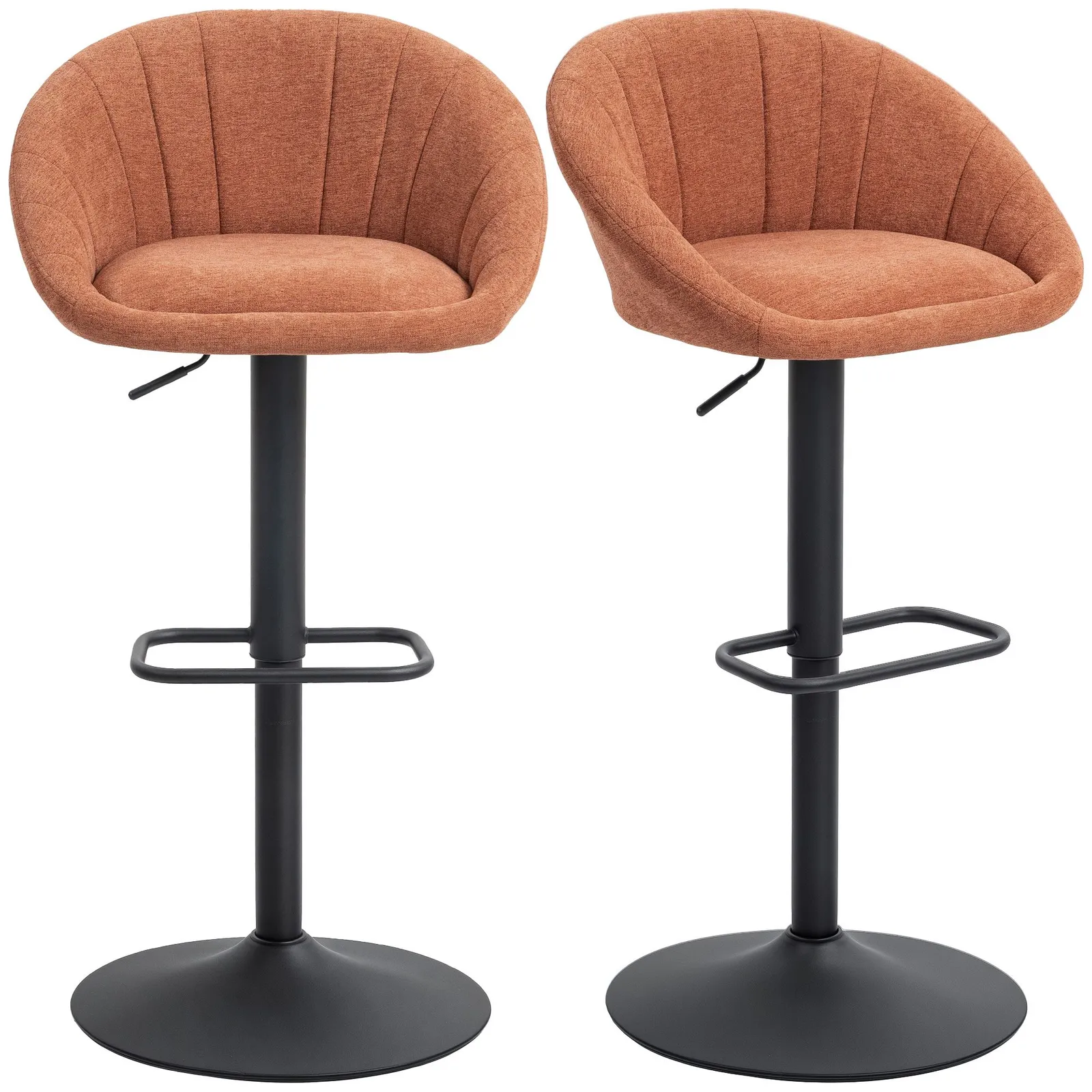 HOMCOM Swivel Bar Stools Set of 2 Height Adjustable Bar Chairs in Orange 2