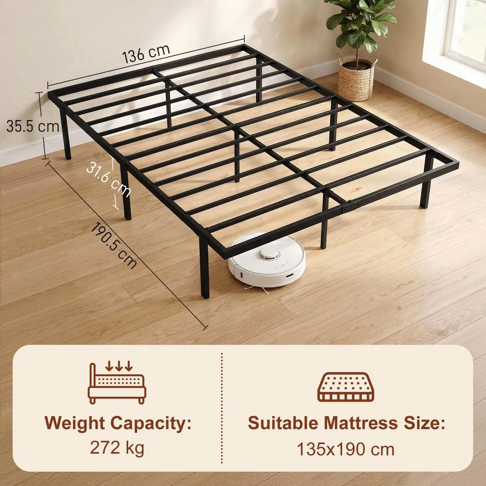 HOMCOM 4ft6 Double Bed Frame with Underbed Storage, No Box Spring Needed in Black 3