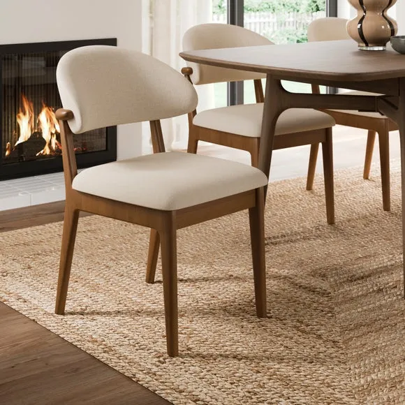Hugh Dark Stained Dining Chair, Fabric