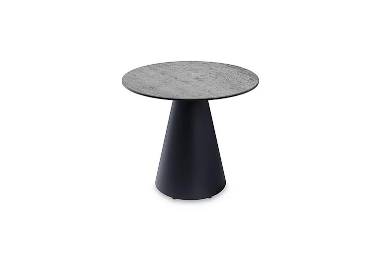 Amorim Round Lamp Table with Black Base - Silver - Living Room Furniture - In Time for Christmas