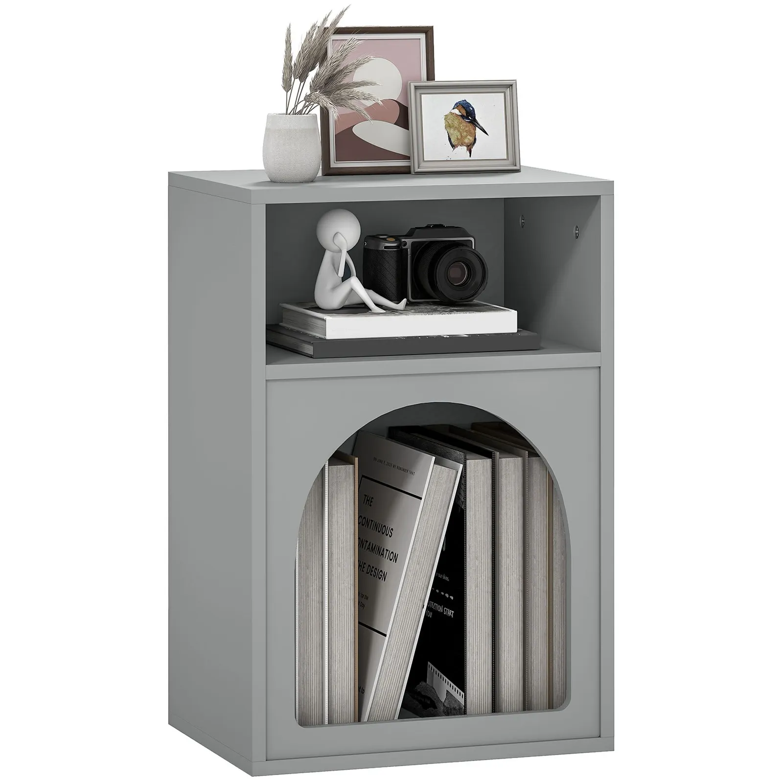HOMCOM Bedside Table, Modern Bedside Cabinet for Bedroom in Grey 2