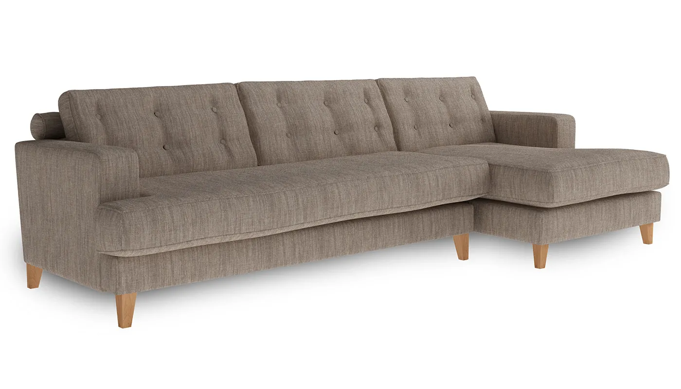 Heal's Mistral Right Hand Facing Corner Sofa Broad Weave Pebble Natural Feet