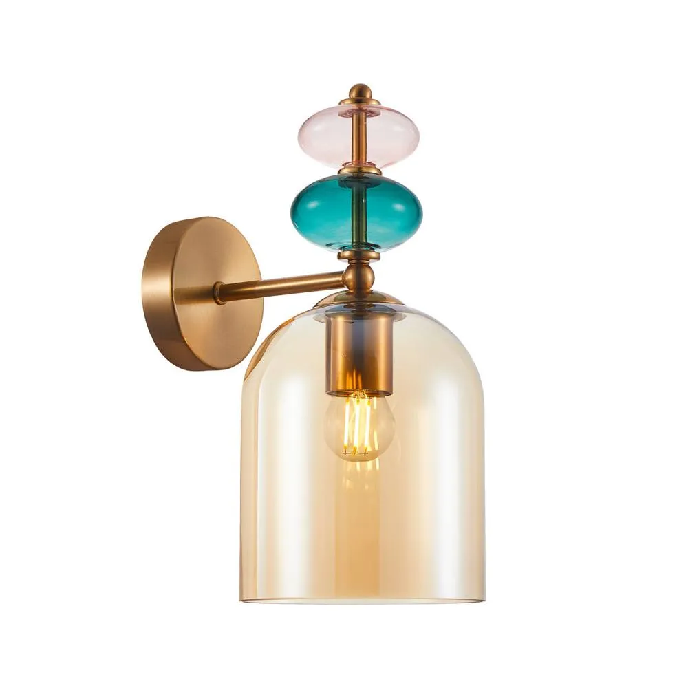 Netlighting Busco Wall Lamp Gold with Amber Shade