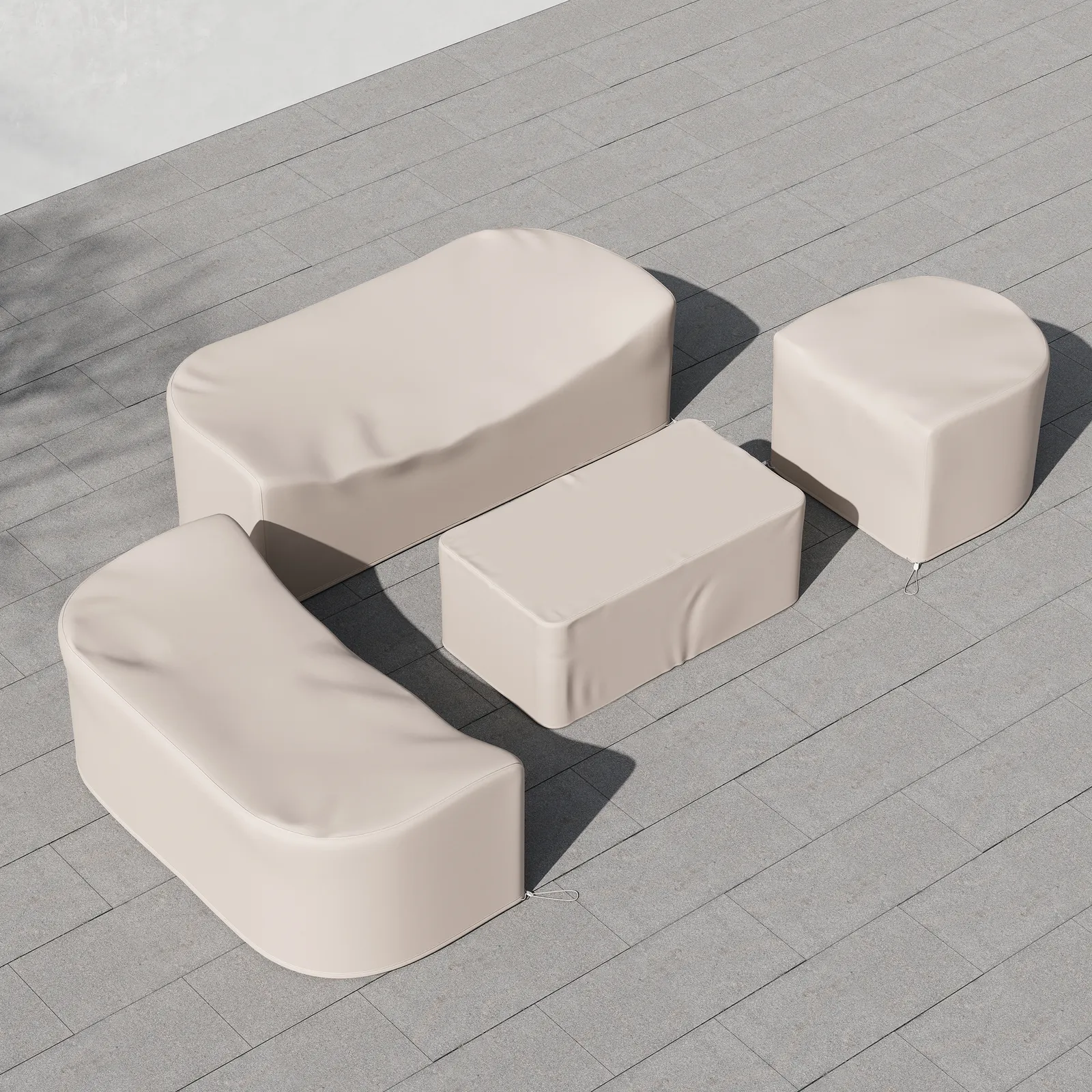 Costra Outdoor 600D Tough Canvas Waterproof Patio Furniture Set Covers in Ivory