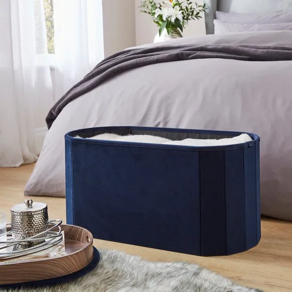Recycled Velour Lozenge Ottoman with Tray 3