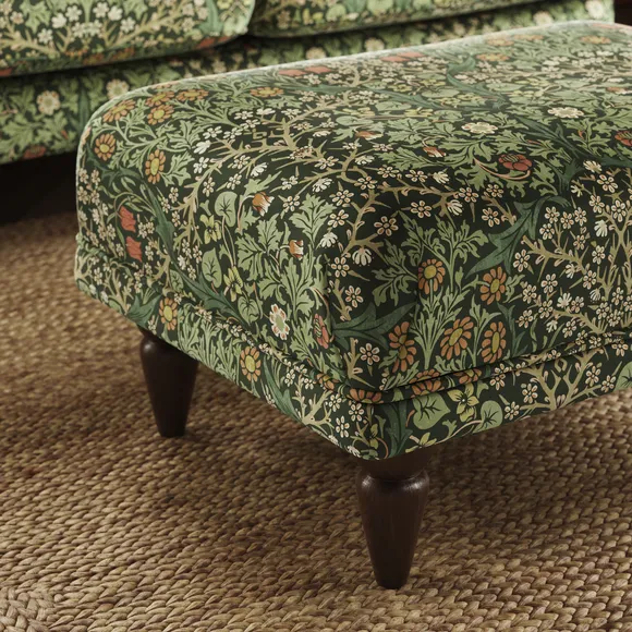 Jolene William Morris Blackthorn Print Velvet Footstool 3