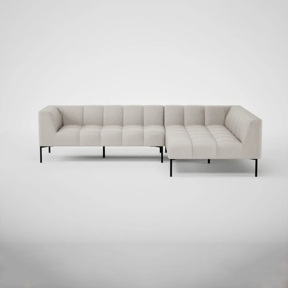 Heal's Quadro Right Hand Facing Chase Sofa Linea Leather White 634 Black Feet 2