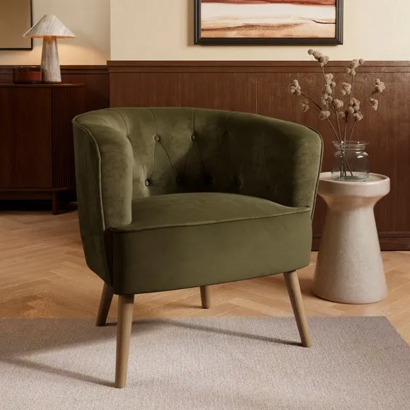 Cindi Button Back Velvet Tub Chair 1