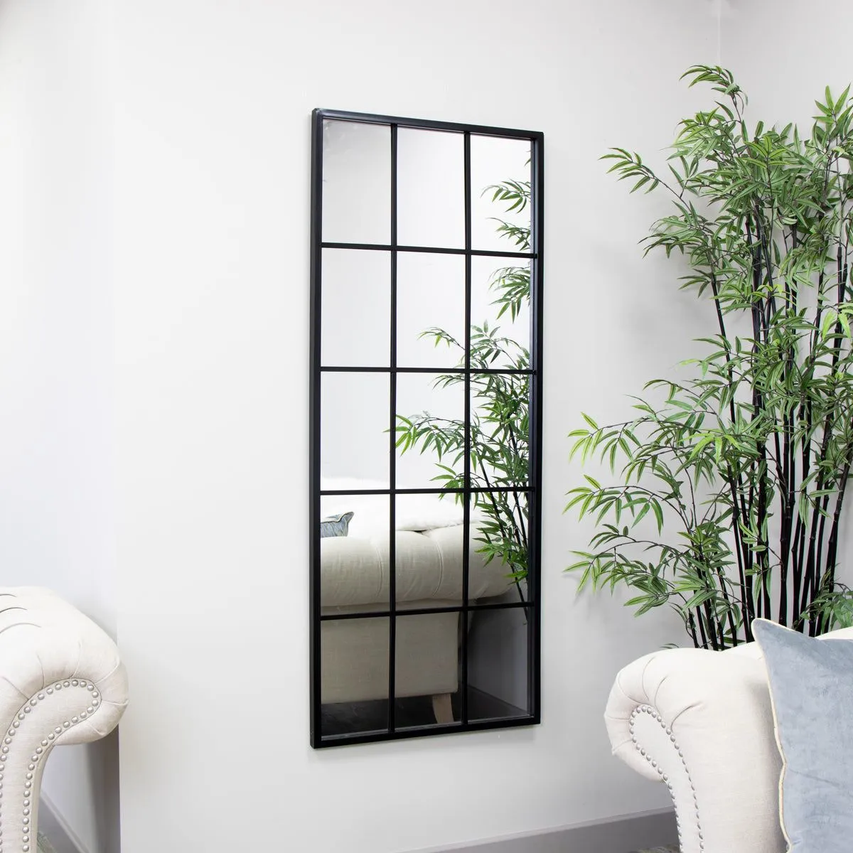 Melody Maison Extra Large Matt Black Window Mirror 144cm X 59cm 6