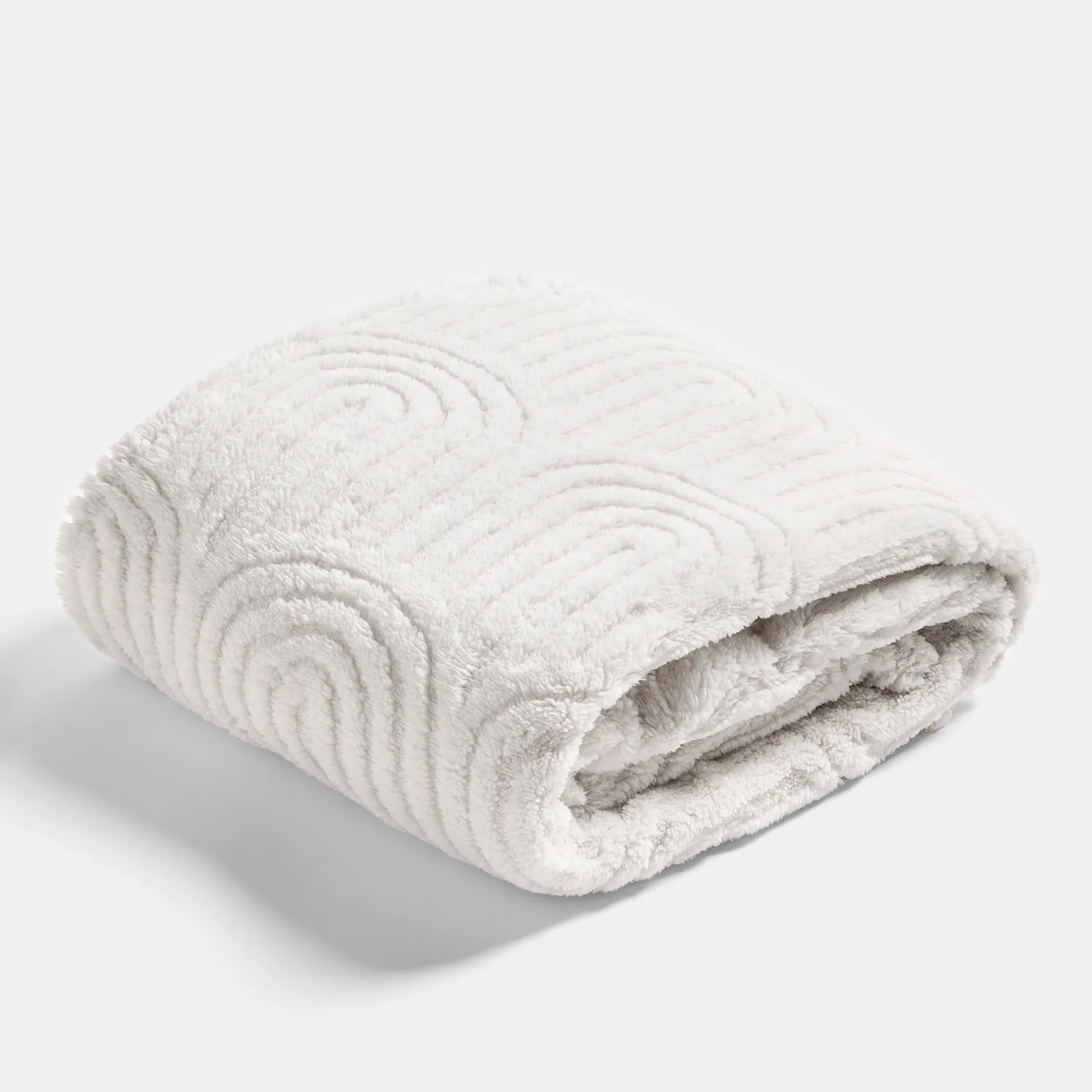OHS Tufted Arches Throw Teddy Fleece Blanket Winter Soft Warm Bedspread in Stone