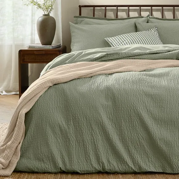 Yard Hebden Seersucker 100% Cotton Duvet Cover & Pillowcase Set 3