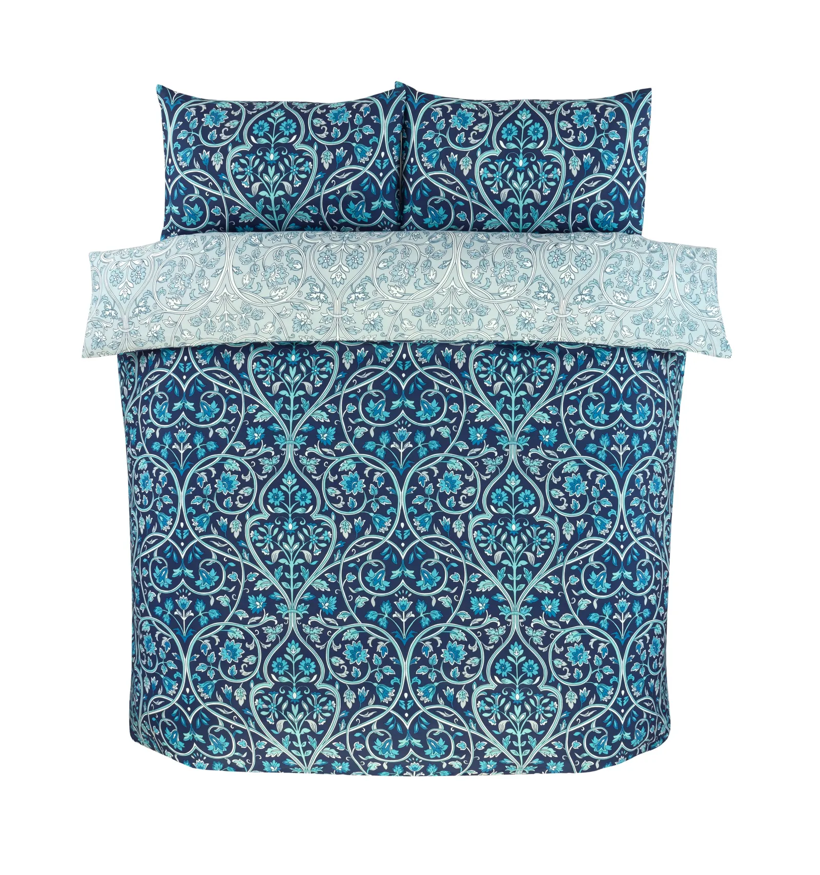 Rapport Home Harrow Microfibre Floral Reversible Duvet Cover Set with Pillowcase in Blue 4