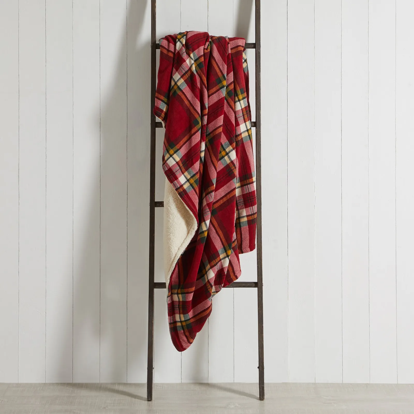 Albany Check Sherpa 130cm x 180cm Throw Red, Green and Yellow