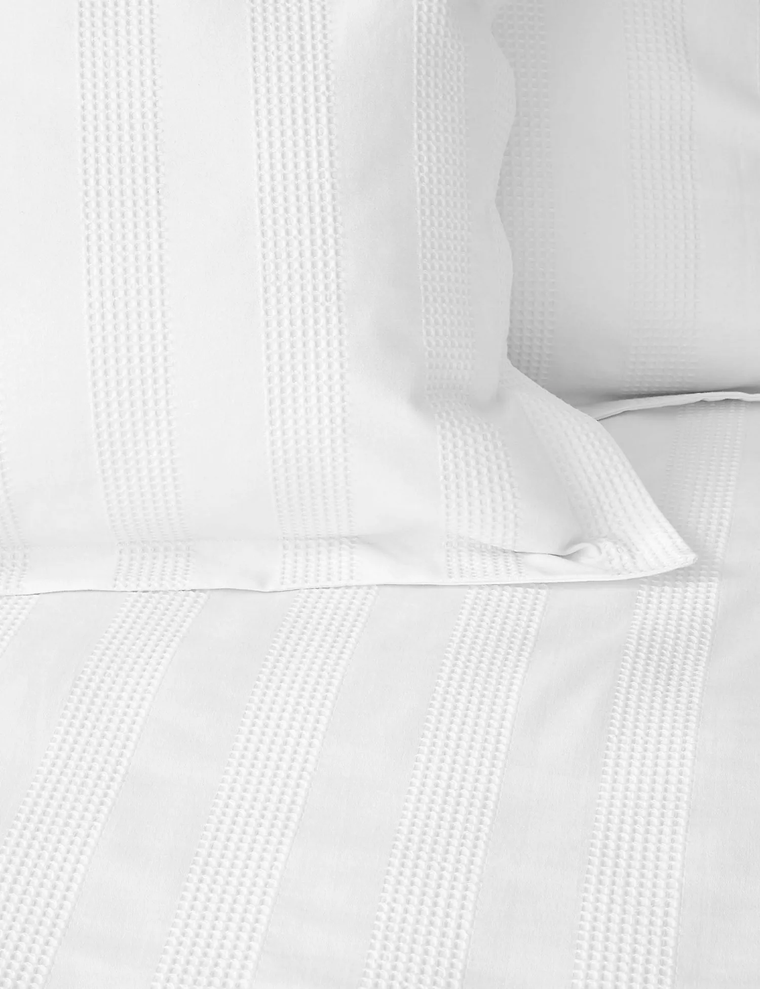 M&S Unisex Pure Cotton Striped Waffle Bedding Set