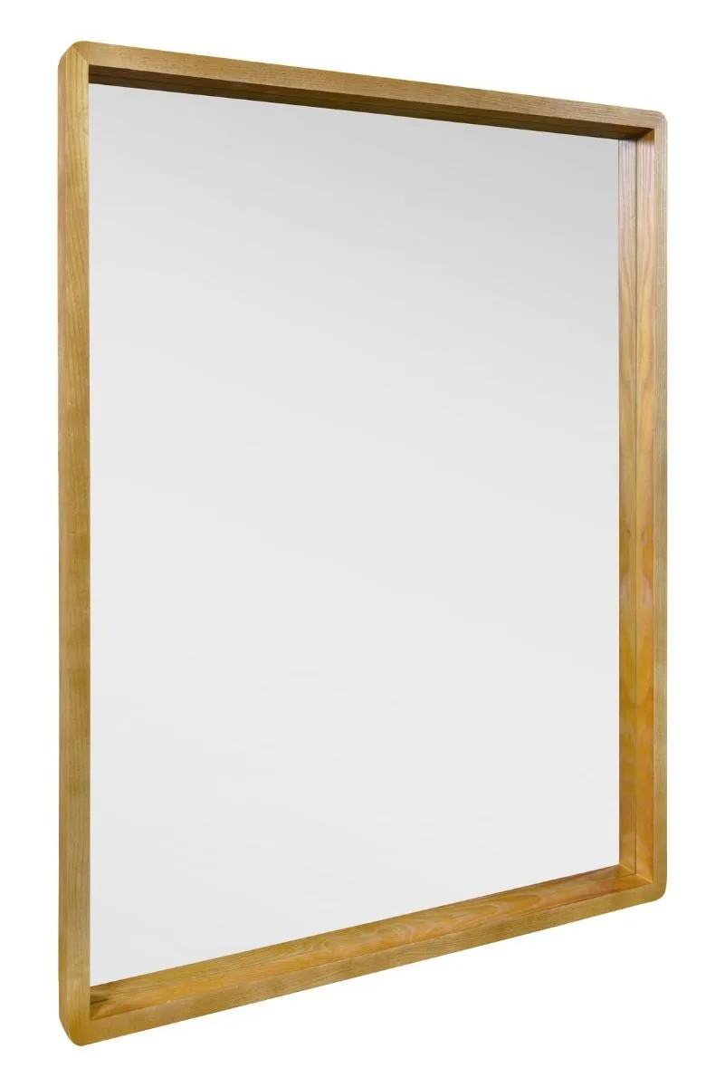 MirrorOutlet Solid Oak Framed Overmantle Wall Mirror 40" X 31" (102CM X 80CM) in Beige 5