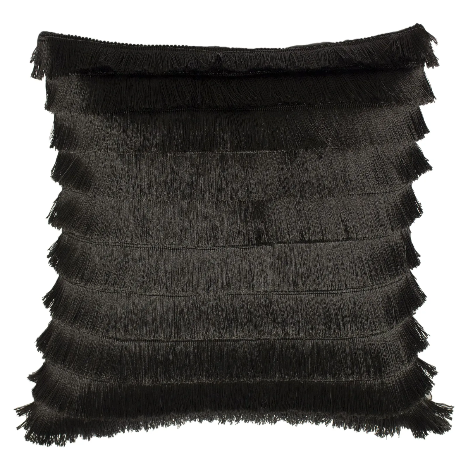 Furn Flicker Fringed Cushion in Dark Grey