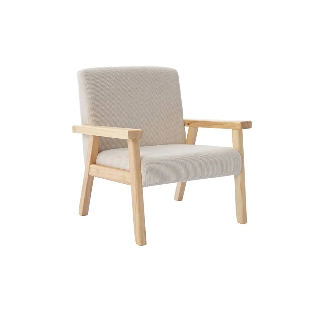 sweeek Children's scandi-style armchair, corduroy & rubberwood in Cream 2