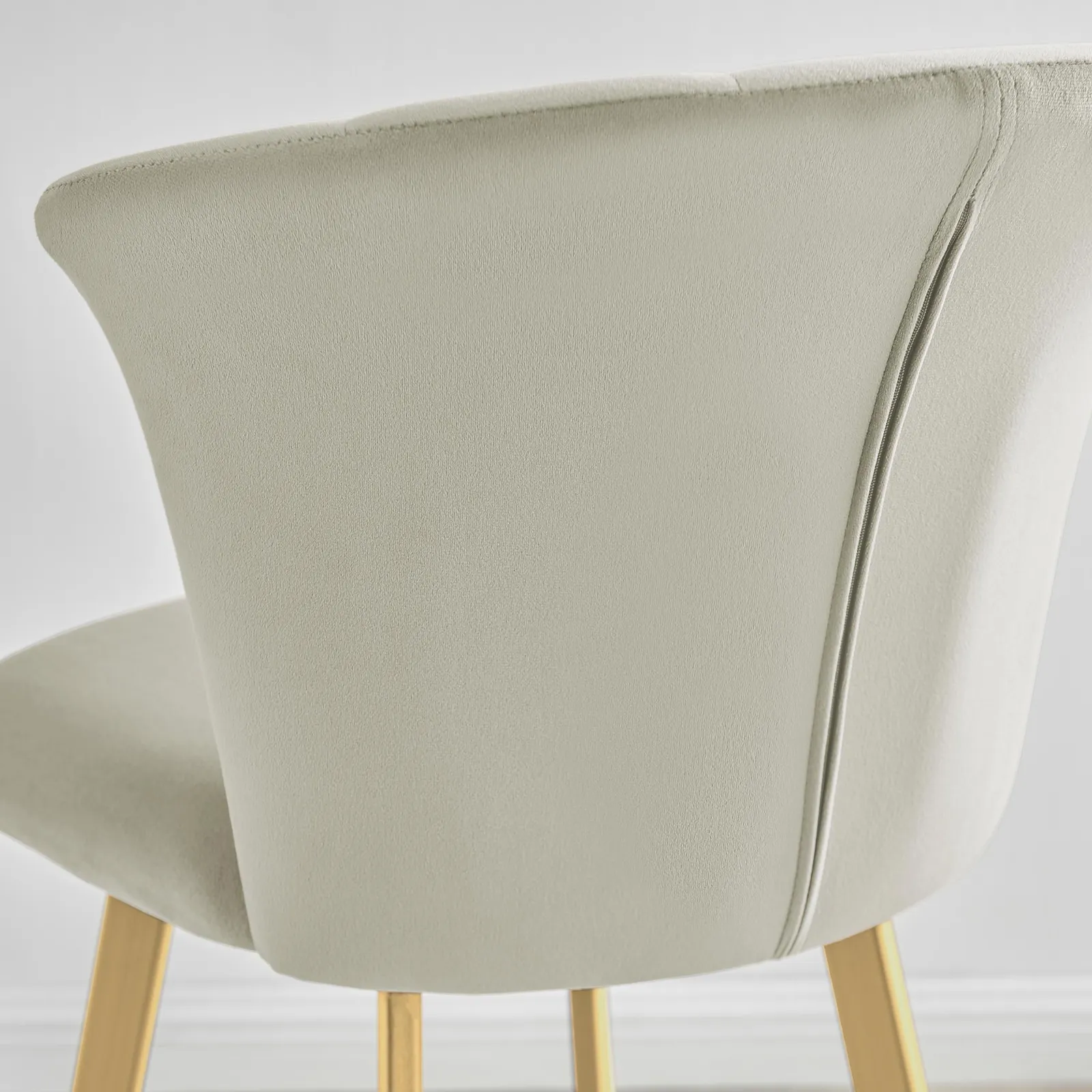 FurnitureboxUK Set of 2 Juniper Soft Touch Velvet Fluted Art Deco Counter Stools With Gold Chrome Metal Legs in Beige 5
