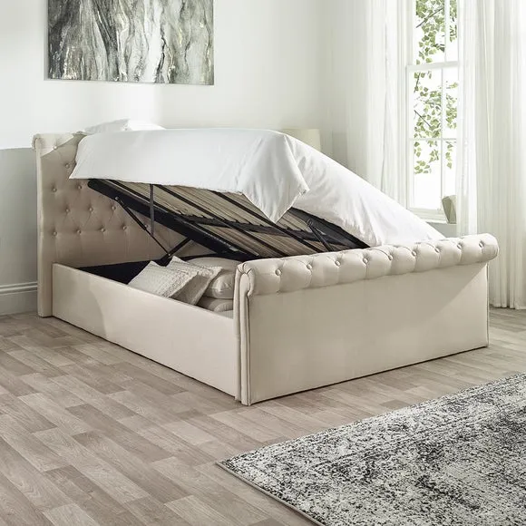 Chesterfield Linen Ottoman Bed Frame 2