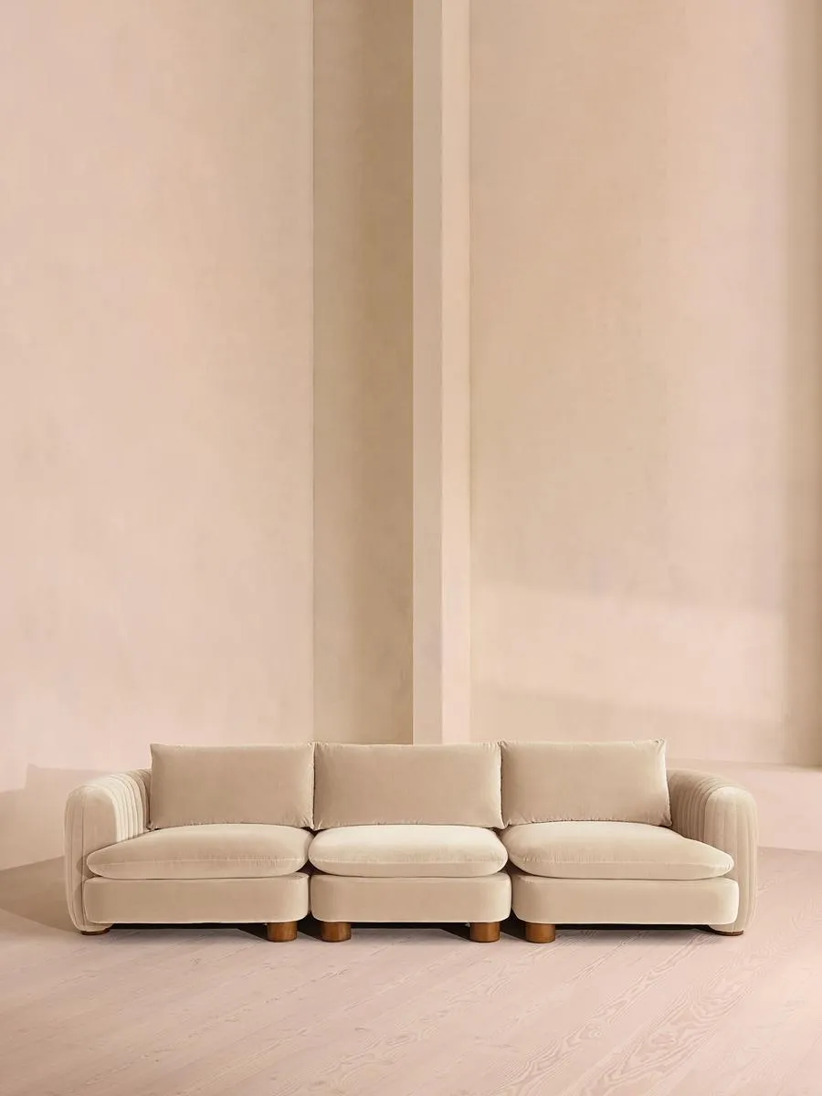 Vivienne Modular Sofa, Four Seater, Velvet Porcelain