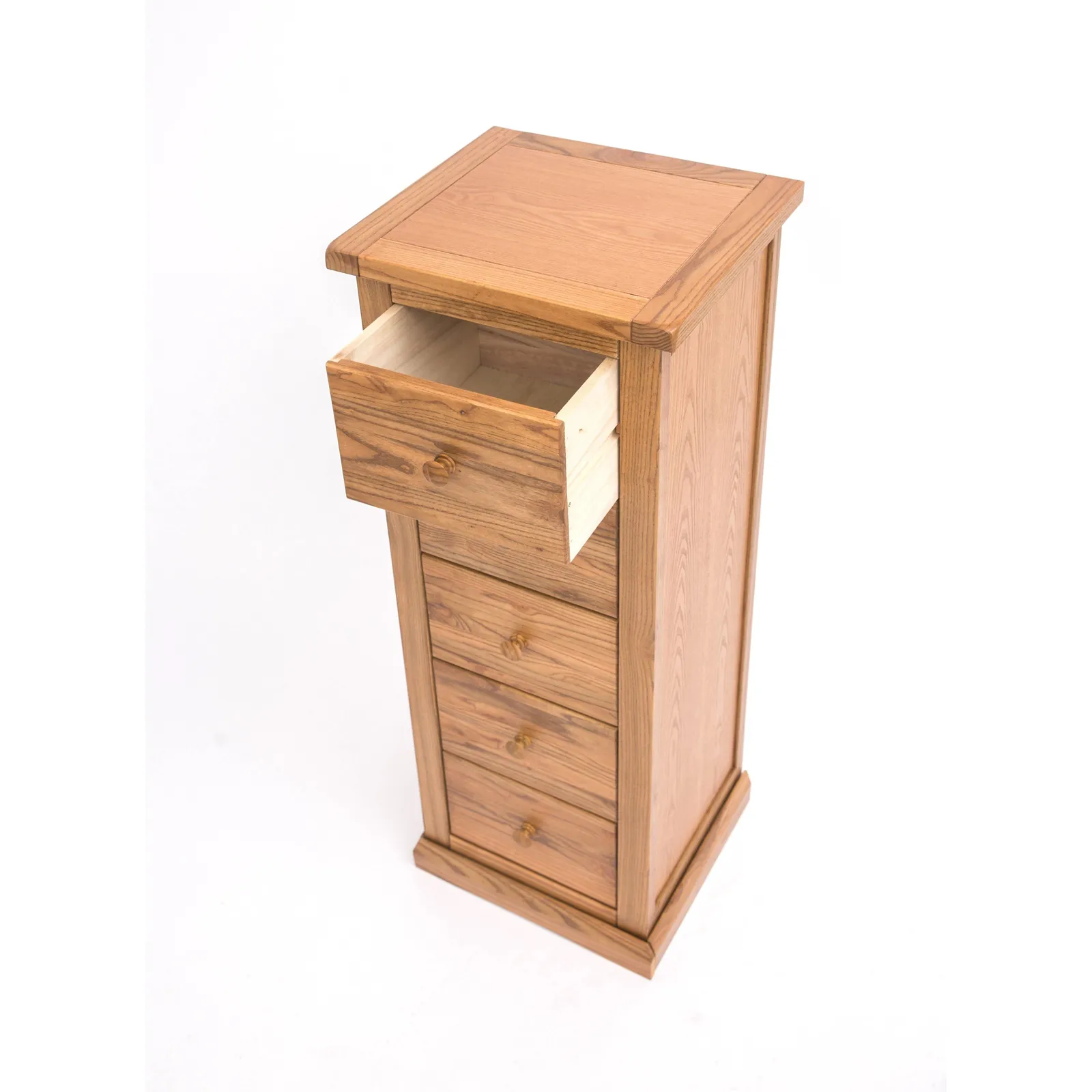 Cabinet Bits Salerno 5 Drawer Narrow Chest of Drawers Wood Knob in Natural 4