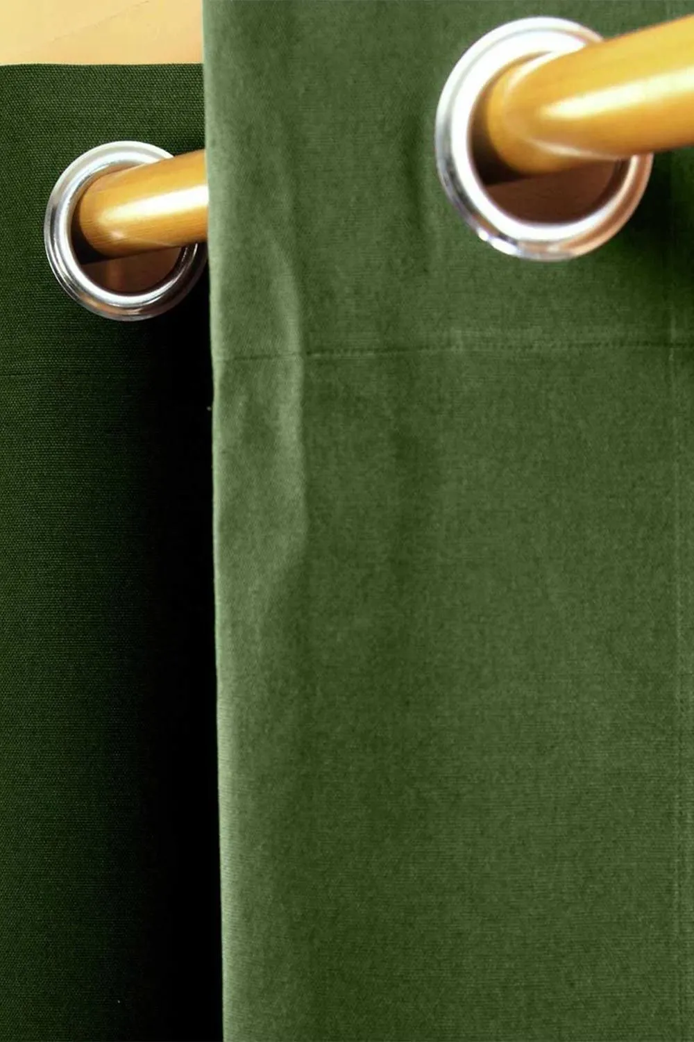 Homescapes Plain Cotton Ready Made Eyelet Curtain Pair in Dark Olive 2