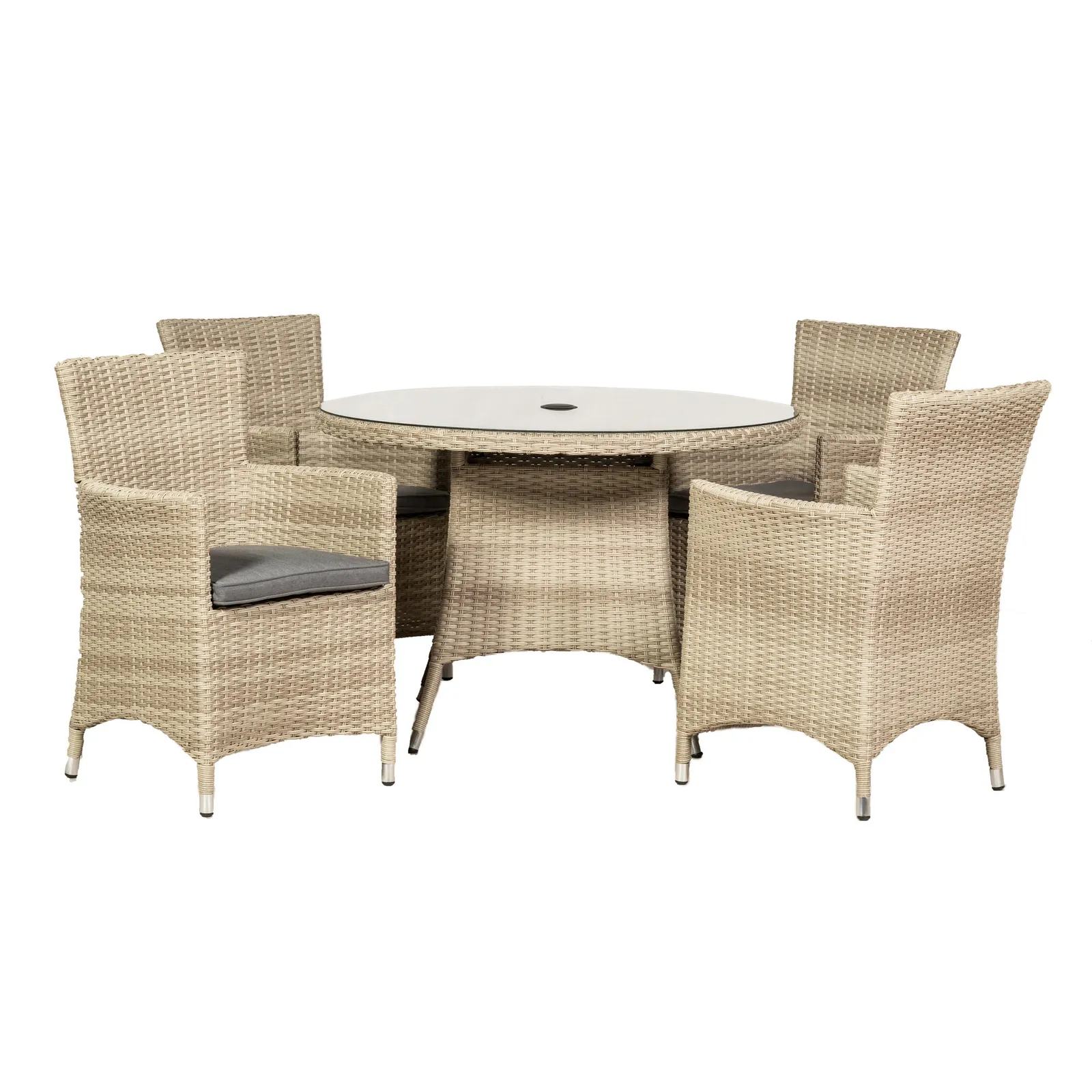 Lisbon 4 Seat Round Dining Set Cream