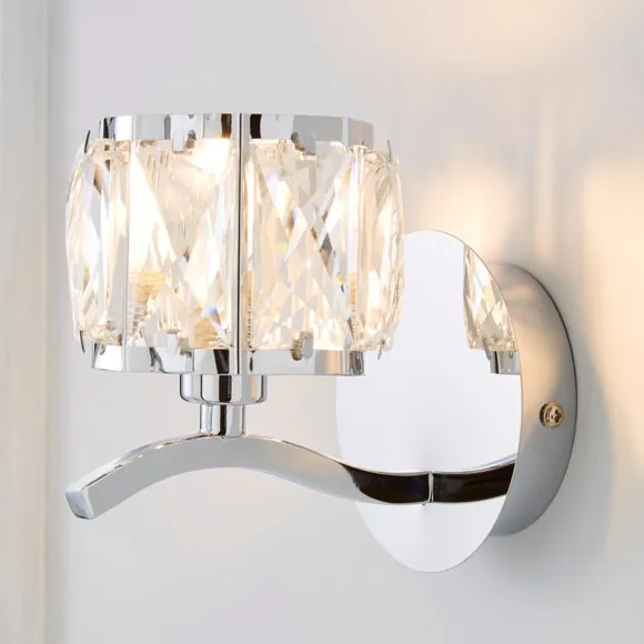 Set of 2 Kleio Glass Chrome Wall Light 2