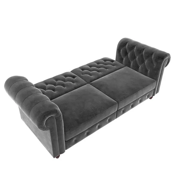 Felix Velvet Chesterfield Double Sofa Bed 4