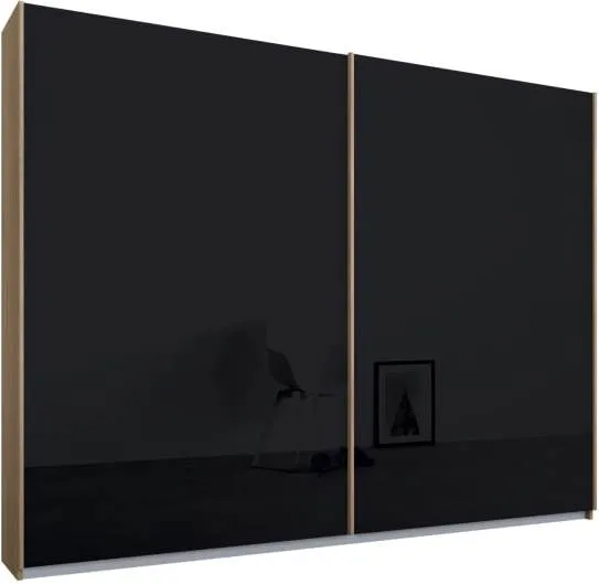 Malix 2 door 225cm Sliding Wardrobe, Oak Frame, Basalt Grey Glass Doors