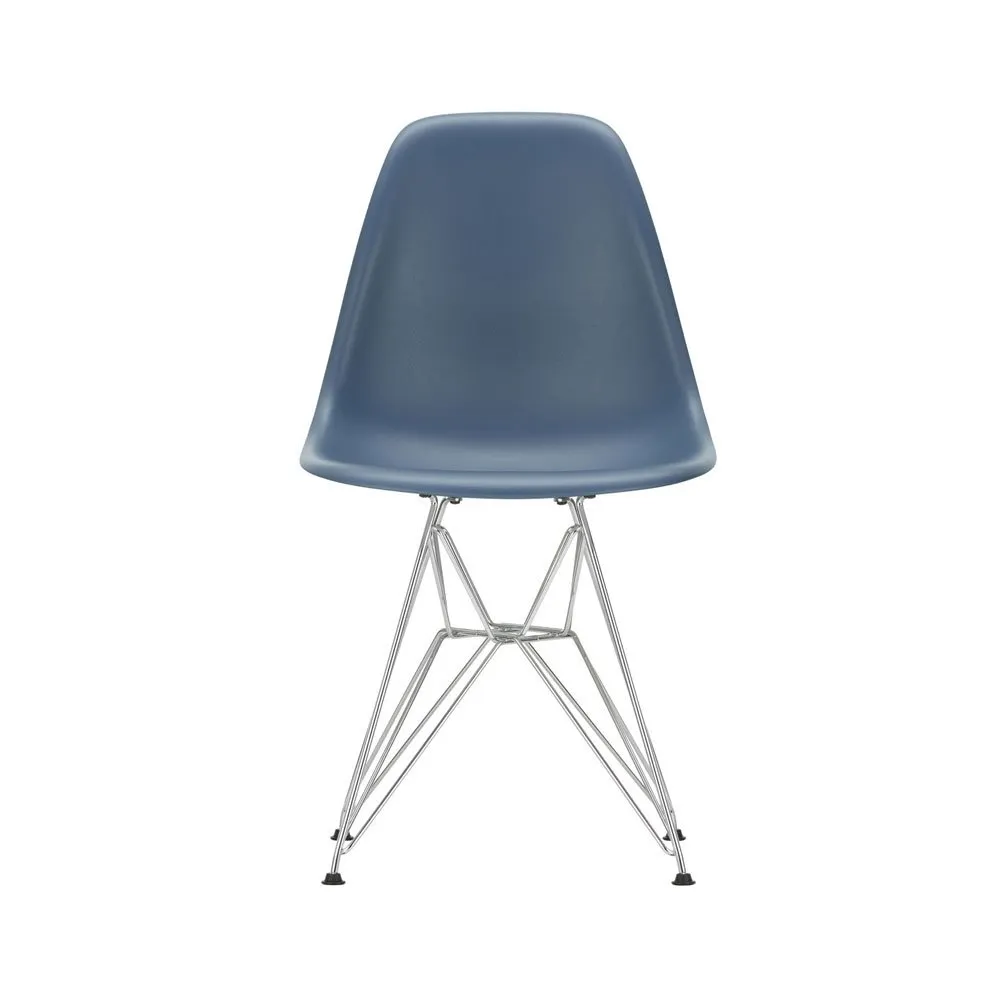 Vitra Eames DSR Side Chair New Height Sea Blue Chrome Base