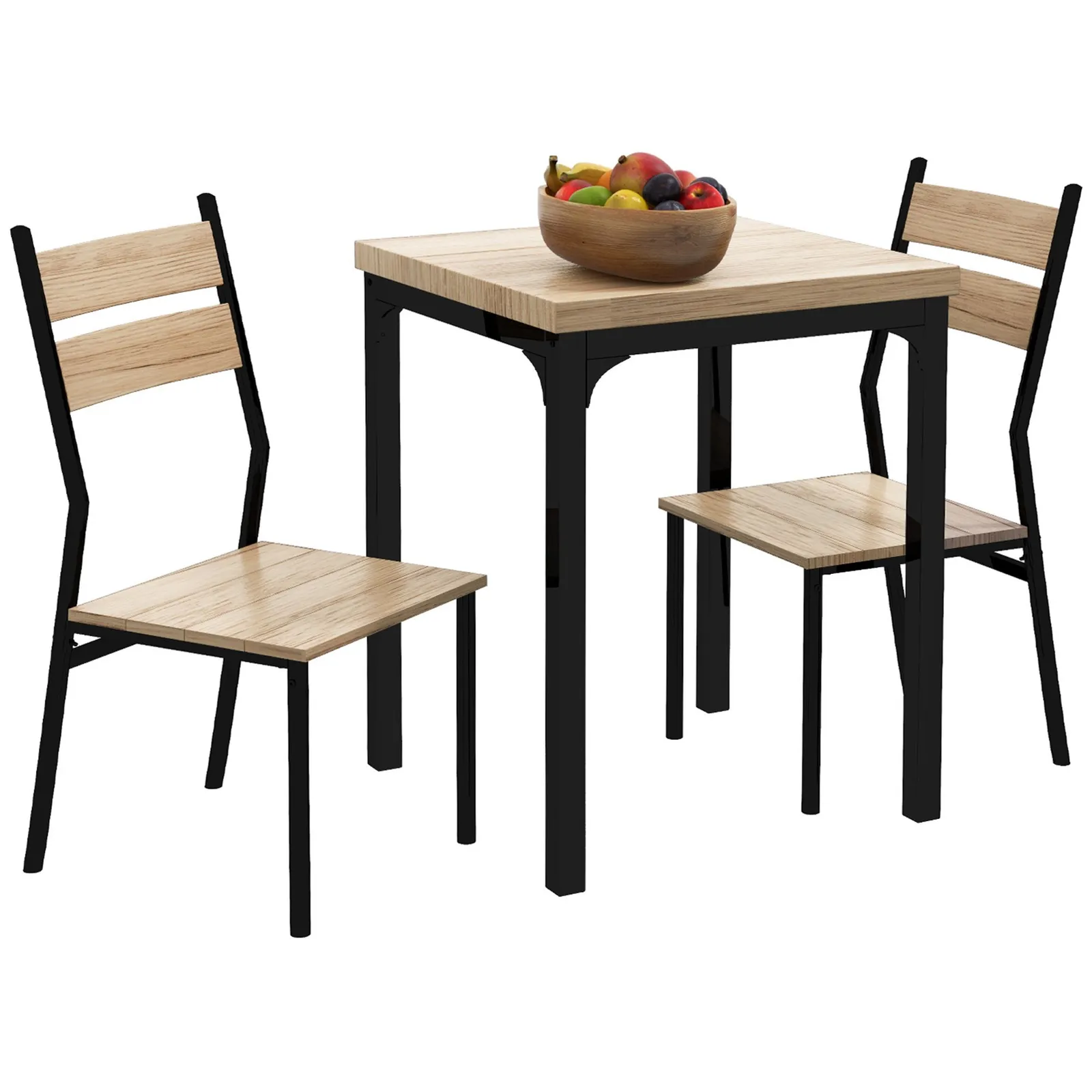 HOMCOM 3 Pcs Compact Dining Table 2 Chairs Set in Light Brown 2