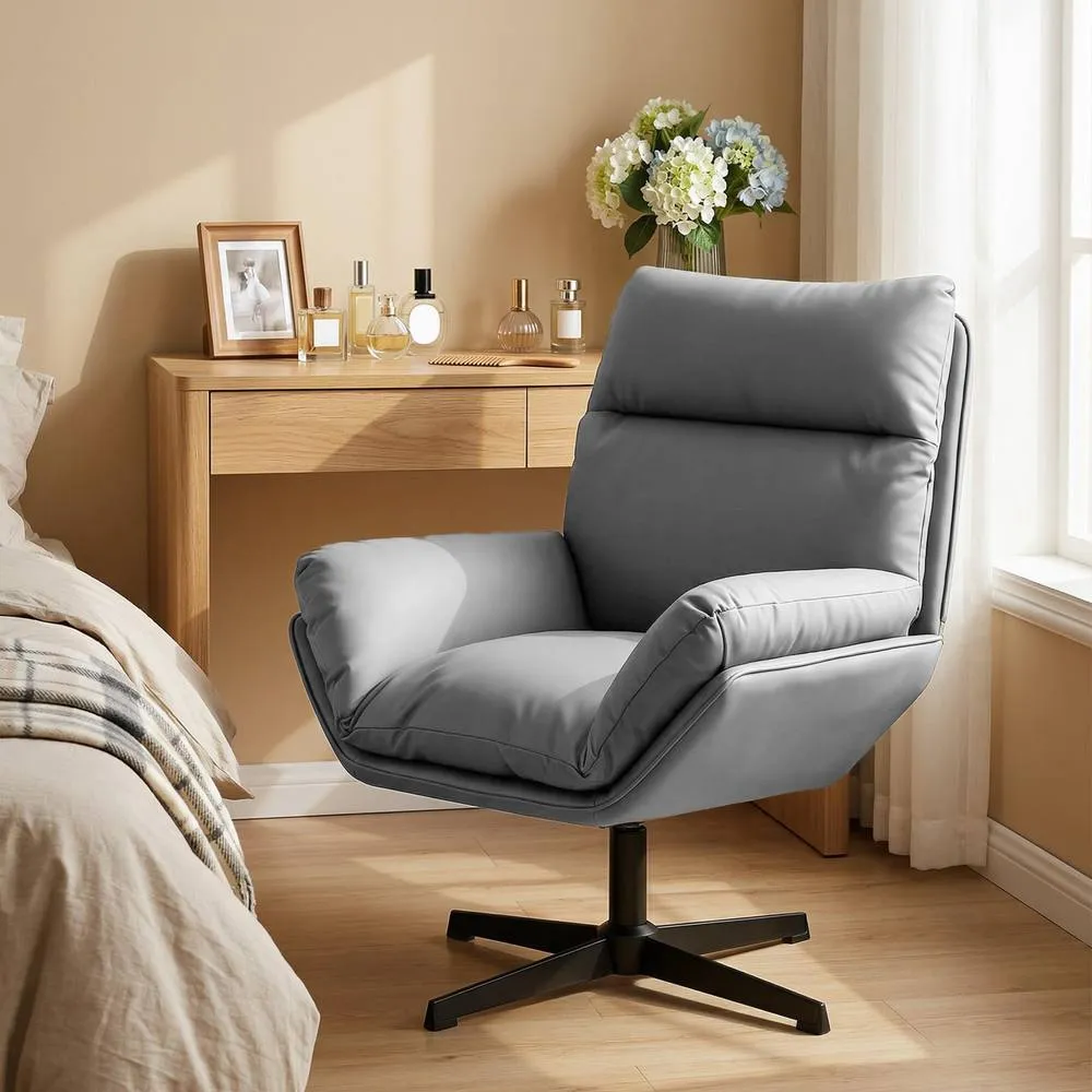 HOMCOM Accent Chair with 360° Swivel in Dark Grey