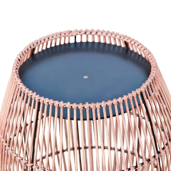 Peaktop Large Cylinder Rattan Metal Top Side Table 5
