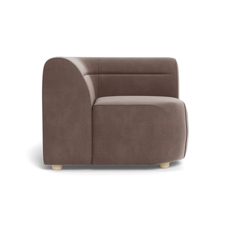 Heal's Lilli Connecting Corner Unit Smart Velvet Mouse Natural Beech Feet 1
