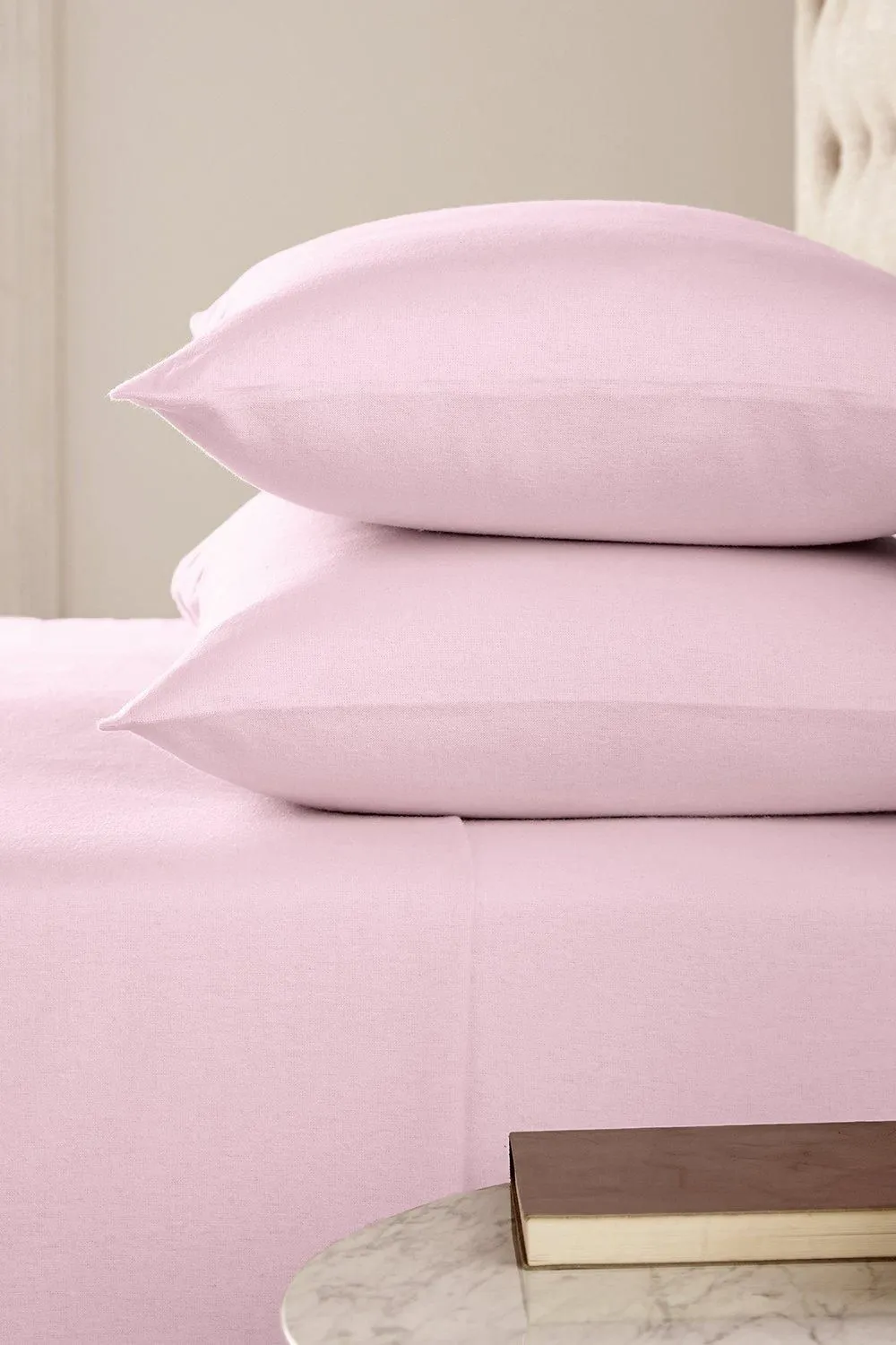 Helena Springfield 'Hs Brushed Cotton' Standard Pillowcase Pair in Baby Pink 2