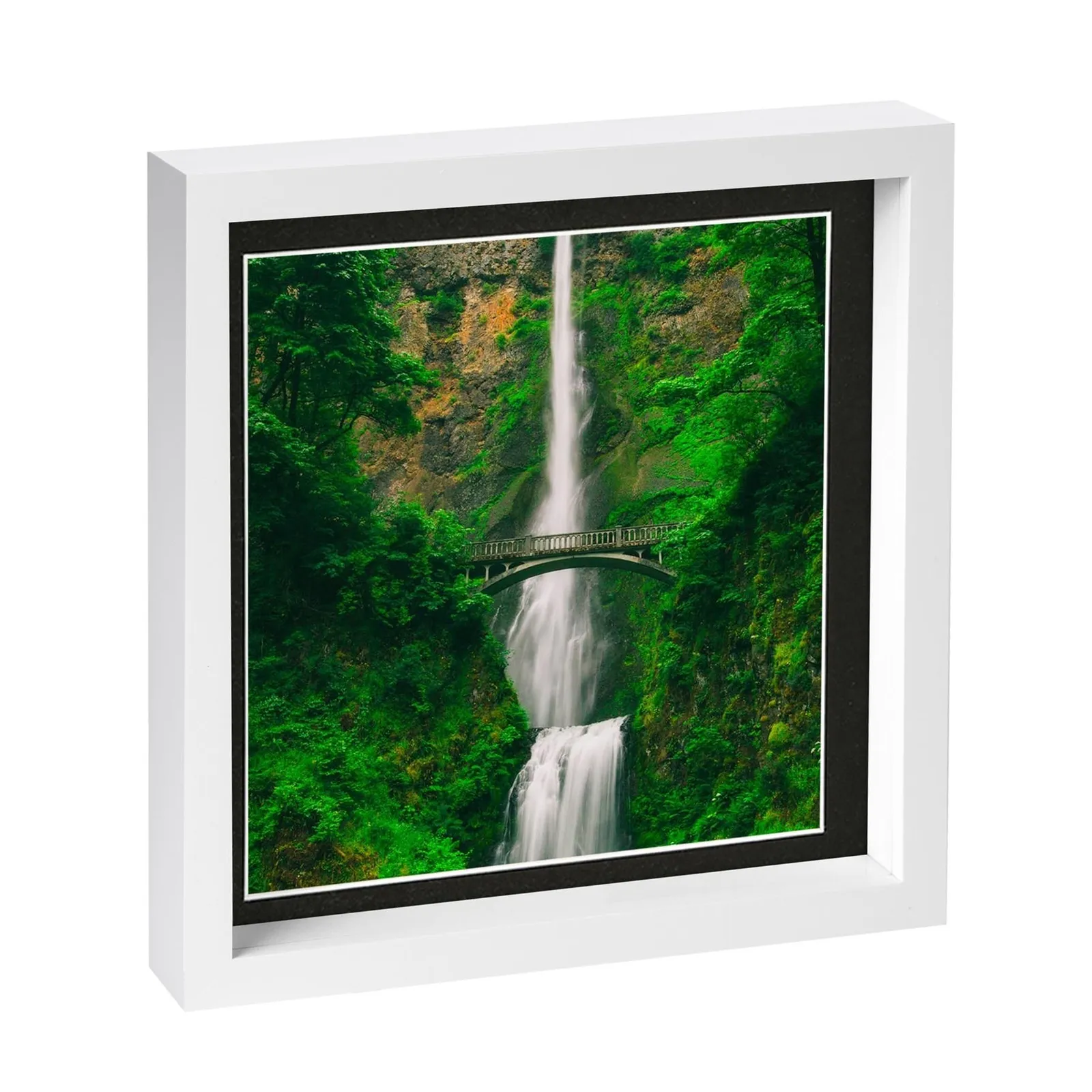 Nicola Spring 10" x 10" White 3D Box Photo Frame - 8" x 8" Mount in Black