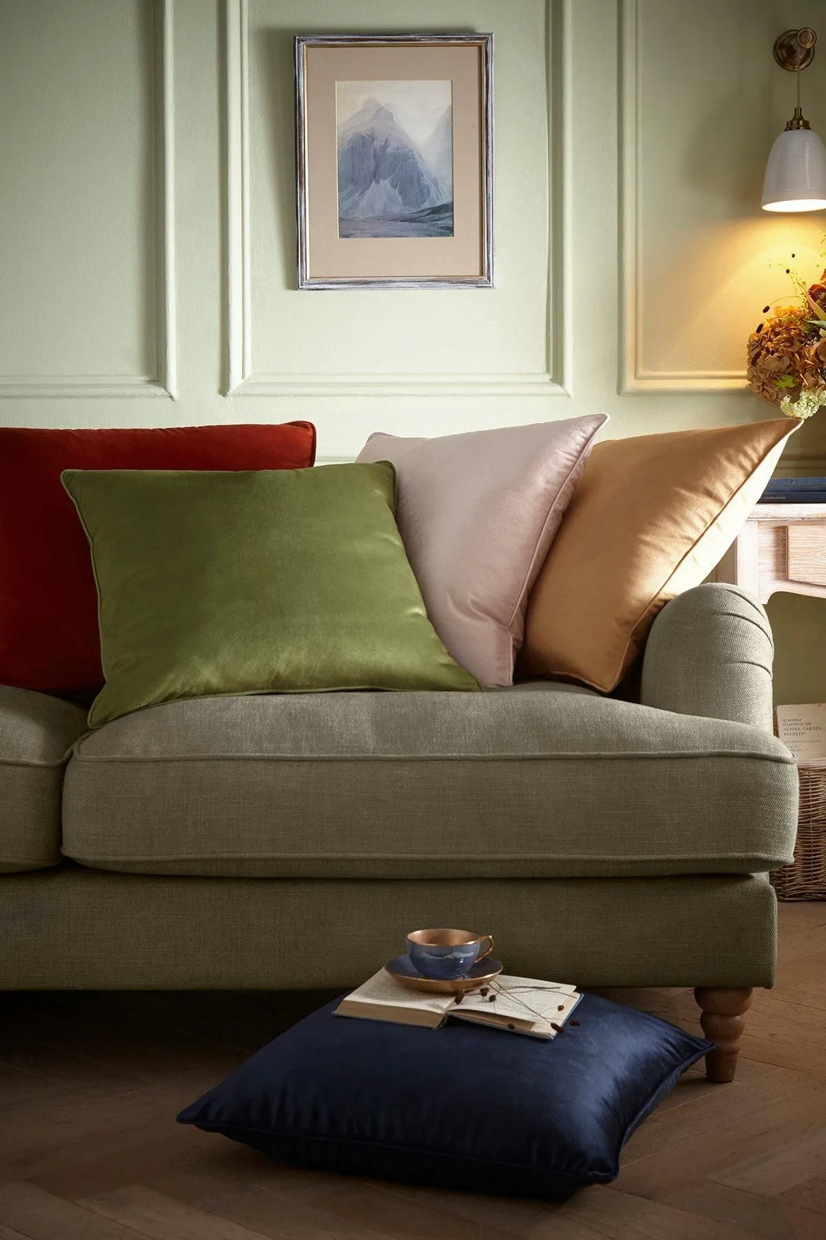 Appletree 'Harlan' Velvet Filled Cushion in Natural 3
