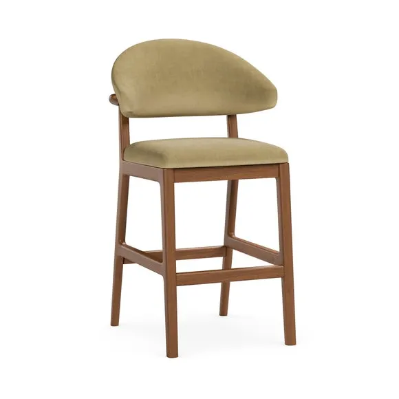 Hugh Dark Stained Counter Height Bar Stool, Velvet 6