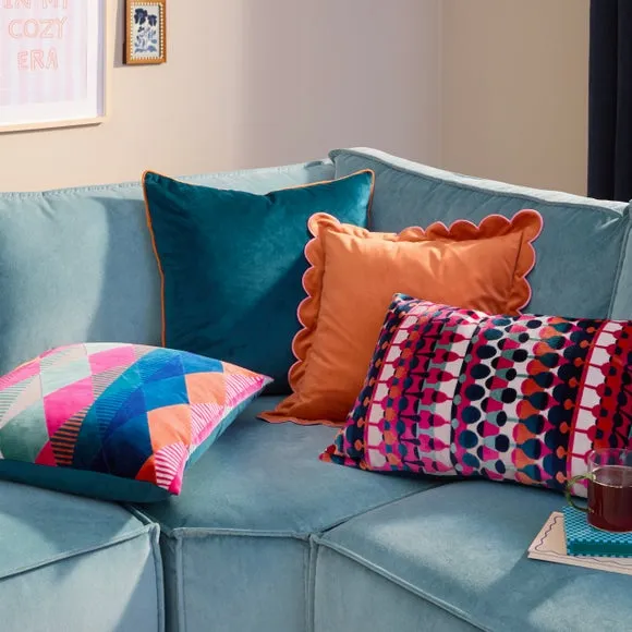 Furn. Metro Harlequin Velvet Square Cushion 6
