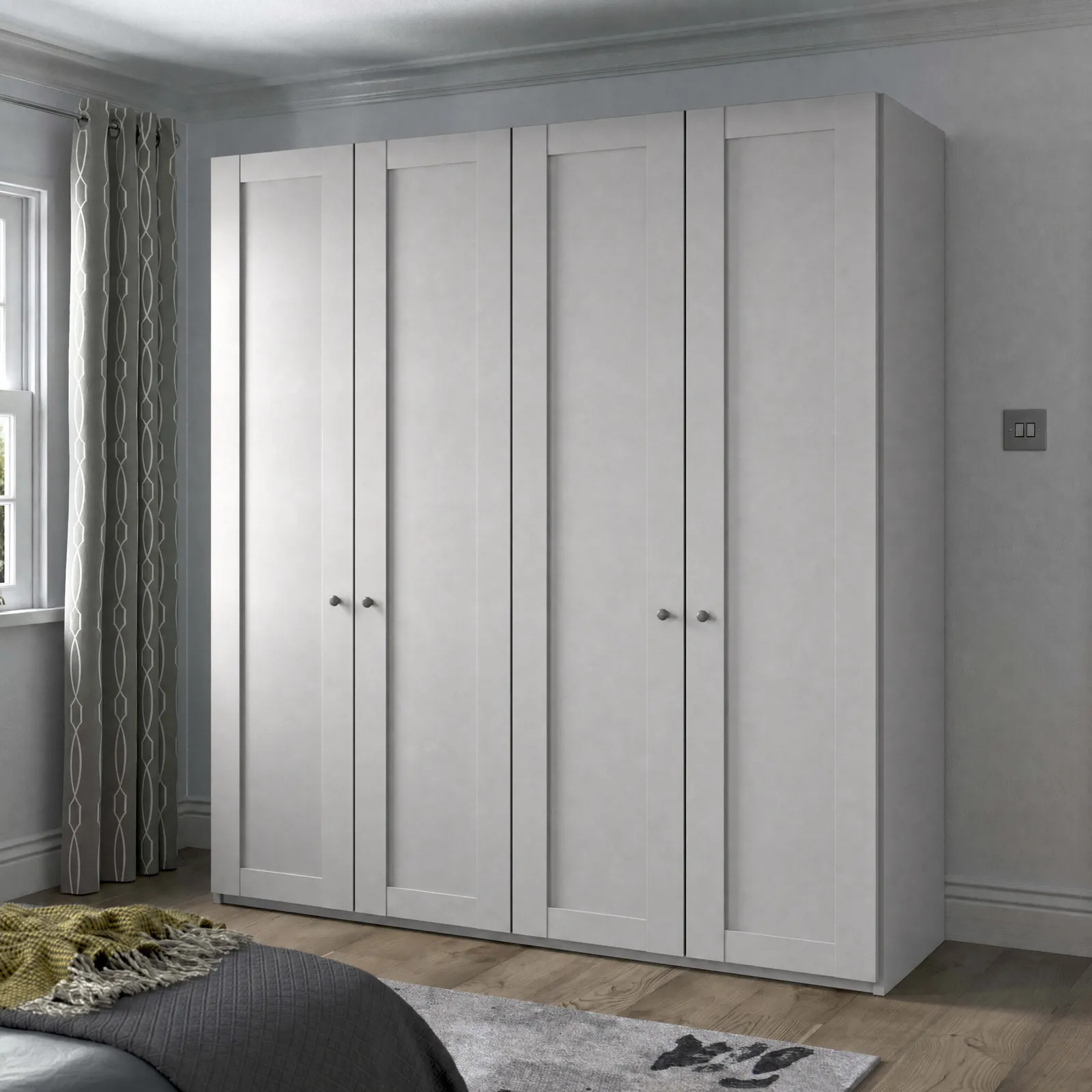 Varese 5 Door Carcase Colour Hinged Wardrobe 250Cm, Grey | Barker & Stonehouse 2