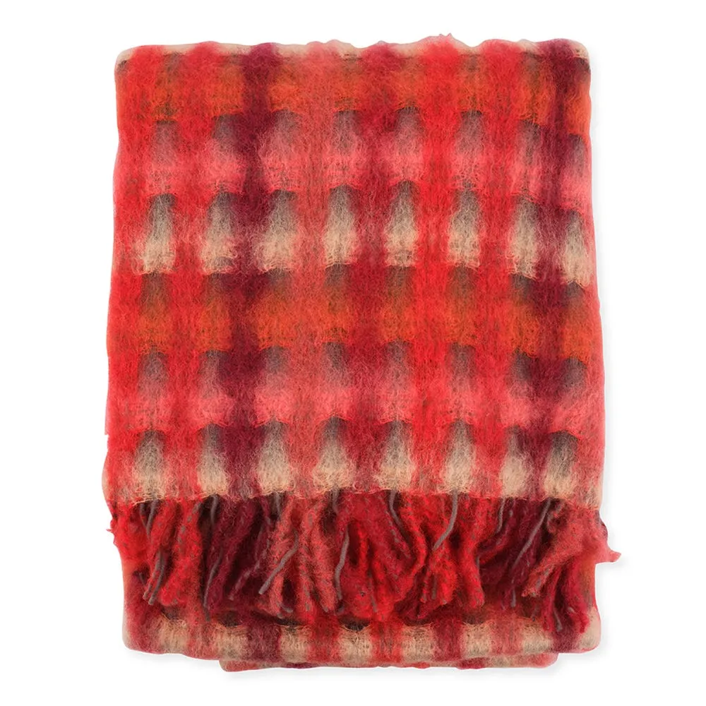Mantas Ezcaray Mia Mohair & Wool Throw Red 2