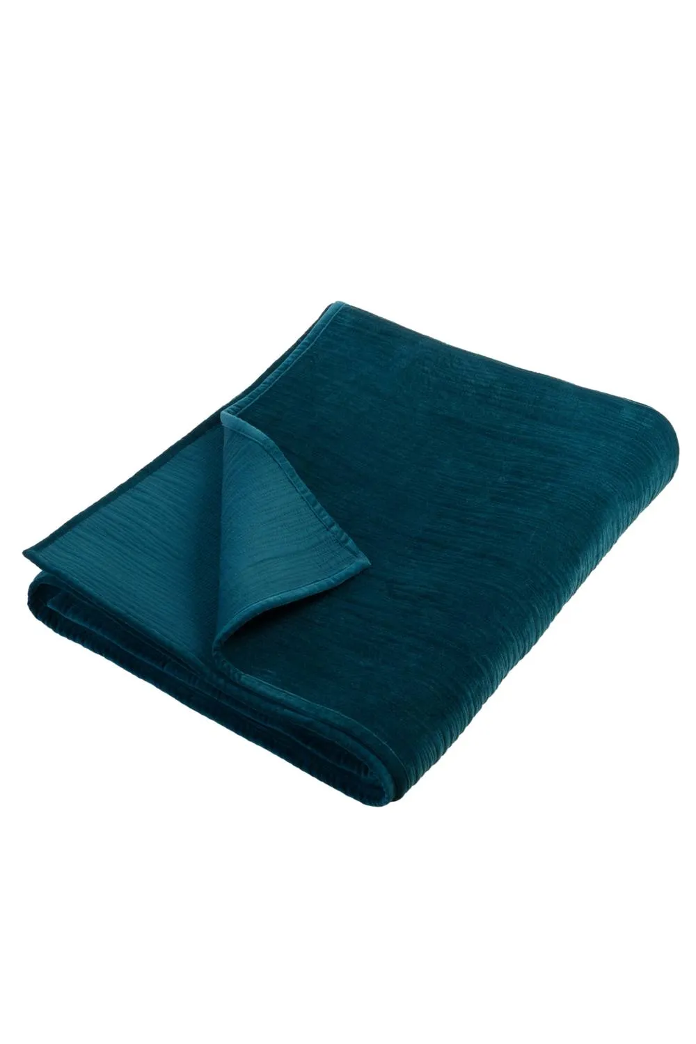 Soak&Sleep Textured Cotton Velvet Bedspread in Teal 5