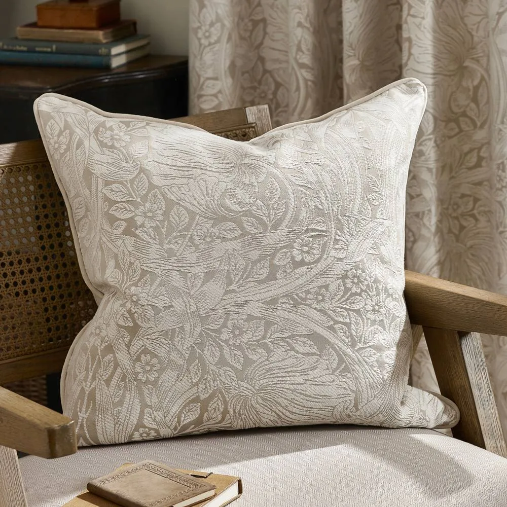 Morris & Co Pimpernel Jacquard Cushion in Cream